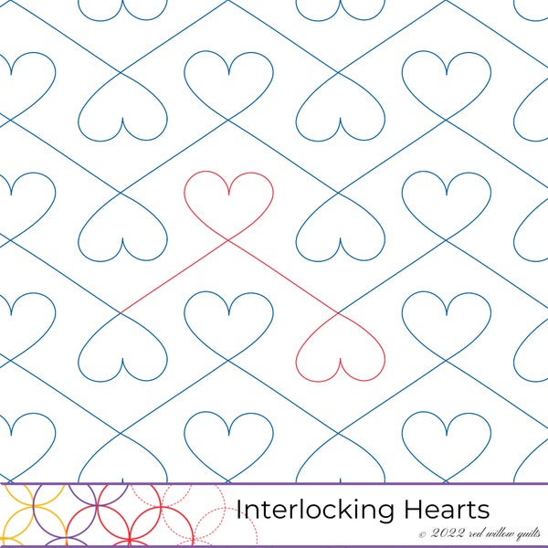 INTERLOCKING HEARTS - Digital Pantograph for Longarm Quilting (Statler, Handiquilter, Innova, APQS)