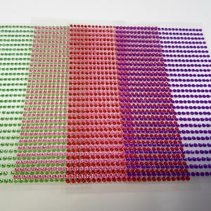Round Self Adhesive Rhinestone Diamante Stick-on Gems | 2.69 for Sheet of 670x3mm Purple, Pink, Green, red  | scrapbooking craft card-making