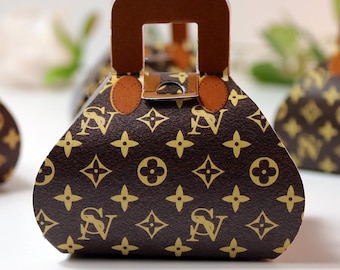 Scatole portaconfetti a forma di borsa 102 marroni – personalizzate con iniziali o logo