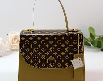 Borsa regalo dorata personalizzata / Sacchetti regalo per addio al nubilato / Scatola regalo per damigella d'onore / Scatola regalo per compleanno / Personalizzabile con iniziali o logo