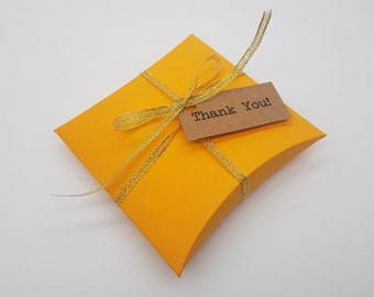 Orange Saffron Square Pillow Favor Boxes | Wedding Party Packaging (50 Count)
