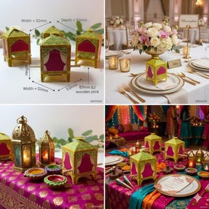 Cajas de regalo con forma de doli, cajas de regalo de mehndi para bodas indias y pakistaníes, palkis para despedidas de soltera asiáticas, caja doli Bambaiya, bricolaje sin ensamblar imagen 14