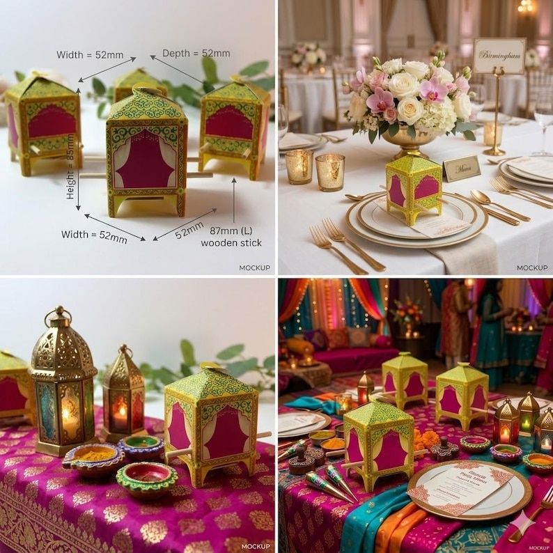 Cajas de regalo con forma de doli, cajas de regalo de mehndi para bodas indias y pakistaníes, palkis para despedidas de soltera asiáticas, caja doli Bambaiya, bricolaje sin ensamblar imagen 14