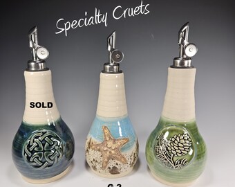 Olive oil Cruets, ceramic oil dispenser, Oil dispenser, cruet-Olive Oil Bottle--Syrup Dispenser-Crepes