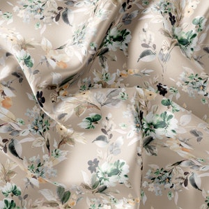Floral Pattern Printed Fabric // Satin, Chiffon, Crepe Fabric // Design Fabric