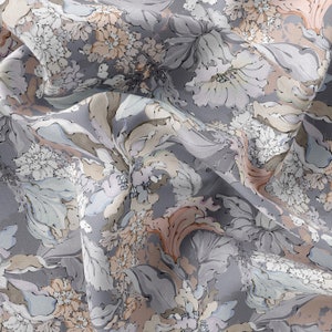 Block Print Stoff / Handgefertigte Blumenstoff: Aquarell Satin, Chiffon, Crepe / PRİNT FABRİC