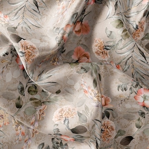 Rose Floral Printed Fabric // Satin, Chiffon, Crepe Fabric // Design Fabric // Handmade Floral Pattern Fabric