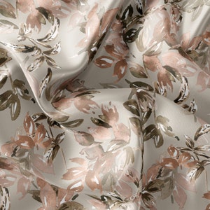 Vintage Leaf Pattern Printed Fabric // Satin, Chiffon, Crepe Fabric // Design Fabric // Watercolor Tropical Pattern Fabric