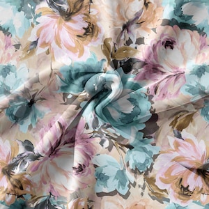 Floral Pattern Printed Fabric // Satin, Chiffon, Crepe Fabric // Design Fabric