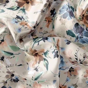 Floral Pattern Printed Fabric // Satin, Chiffon, Crepe Fabric // Design Fabric