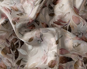 Block Print Fabric/Watercolor Leaf Fabric: Satin, Chiffon, Crepe - Tropical Print/PRİNTED FABRİC