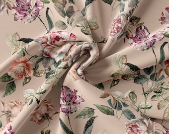 Block Print Fabric/Rose Floral Fabric: Handmade Satin, Chiffon, Crepe/PRİNTED FABRİC