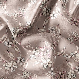 Floral Pattern Printed Fabric // Satin, Chiffon, Crepe Fabric // Design Fabric
