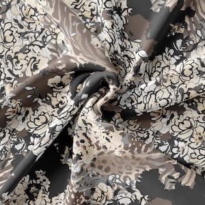 Modern  Floral Pattern Printed Fabric // Satin, Chiffon, Crepe Fabric // Design Fabric