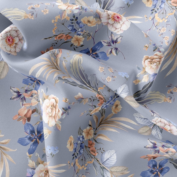 Tissu imprimé à motif floral // Satin, Mousseline de soie, Tissu crêpe // Tissu design