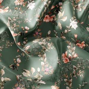 Floral Pattern Printed Fabric // Satin, Chiffon, Crepe Fabric // Design Fabric