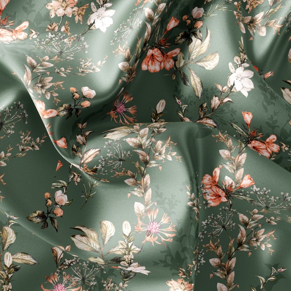 Blumenmuster Bedruckter Stoff // Satin, Chiffon, Krepp Stoff // Design Stoff