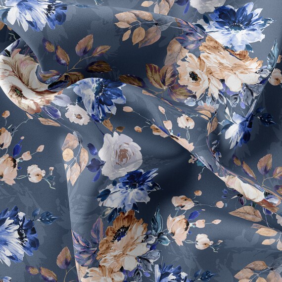 Block Print Fabric/Handcrafted Rose Floral Fabric: Satin, Chiffon, Crepe/PRİNTED FABRİC