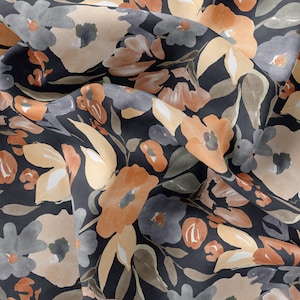 Floral Pattern Printed Fabric // Satin, Chiffon, Crepe Fabric // Design Fabric