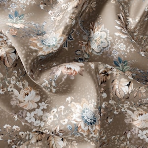 green Boho Floral Pattern Printed Fabric // Satin, Chiffon, Crepe Fabric // Design Fabric // Floral Pattern Fabric