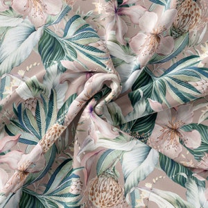 NEW// Tropical Floral Pattern Printed Fabric // Satin, Chiffon, Crepe Fabric // Design Fabric