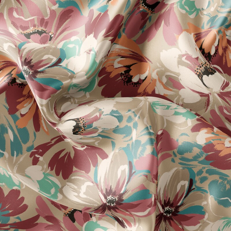 Dancers Floral Amour Satin Fabric By the Yard Pre Order main image 1