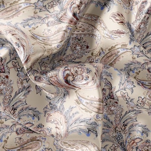 Paisley Pattern Printed Fabric // Satin, Chiffon, Crepe Fabric // Design Fabric // Handmade Boho Paisley Pattern Fabric