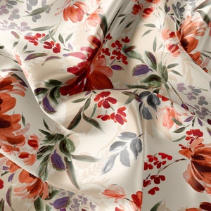 Floral Pattern Printed Fabric // Satin, Chiffon, Crepe Fabric // Design Fabric