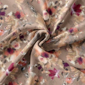 Floral Printed Fabric // Satin, Chiffon, Crepe Fabric // Design Fabric // Handmade Floral Pattern Fabric