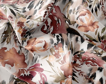 Floral Pattern Printed Fabric // Satin, Chiffon, Crepe Fabric // Design Fabric