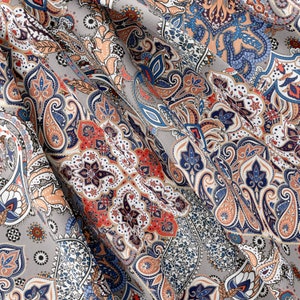 Paisley Pattern Printed Fabric // Satin, Chiffon, Crepe Fabric // Design Fabric // Handmade Boho Paisley Pattern Fabric image 4