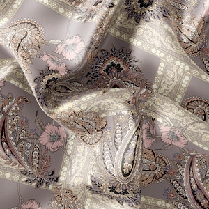 Paisley Pattern Printed Fabric // Satin, Chiffon, Crepe Fabric // Design Fabric // Handmade Boho Paisley Pattern Fabric