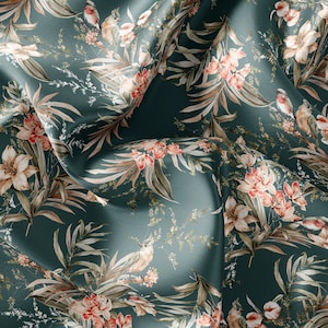 Floral Pattern Printed Fabric // Satin, Chiffon, Crepe Fabric // Design Fabric