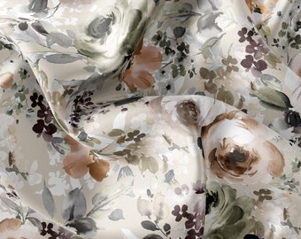 Block Print Fabric/Floral Fabric: Handcrafted Watercolor Satin, Chiffon, Crepe/PRİNTED FABRİC
