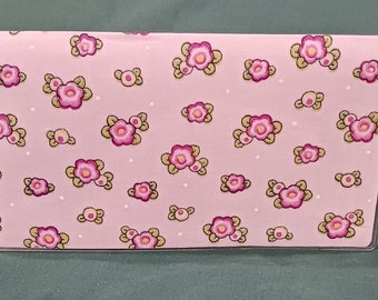 Mary Engelbreit Fabric "Pink Egg Flowers" Checkbook Cover "