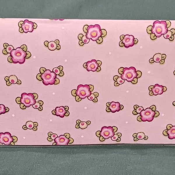 Mary Engelbreit Fabric "Pink Egg Flowers" Checkbook Cover "