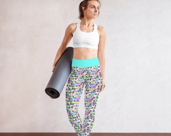 Kawaii Anime Leggings, Pastel Fantasy Creature Yoga Pants, Cute Aesthetic Workout Leggings, Unique Activewear