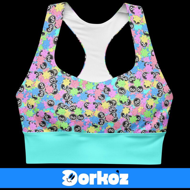Cute Kawaii Sports Bra, Pastel Fantasy Creature Activewear, Anime Style Workout Top, Aesthetic Gym Wear for Women image 2