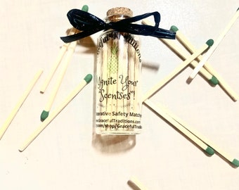 Candle Matches | Safety Matches | Match Bottle | Modern Farmhouse Decor | Apothecary Jar | Match Jar with Striker | Match jar