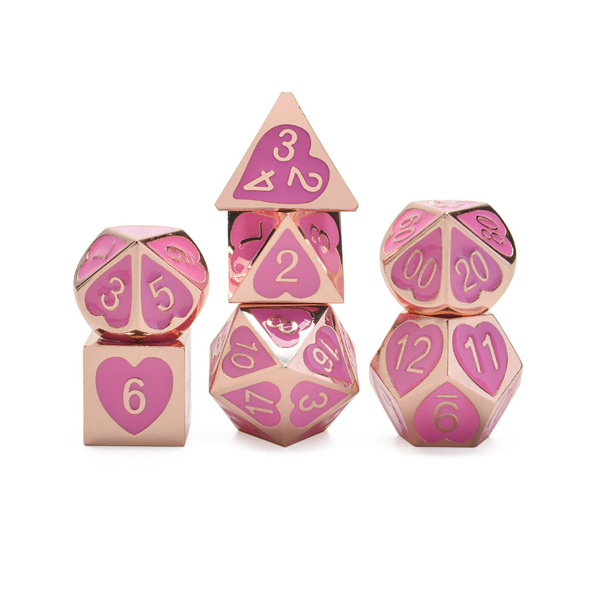 7pcs Heart Metal Coc Dice Set Board Game Dice Trpg Metal Etsy