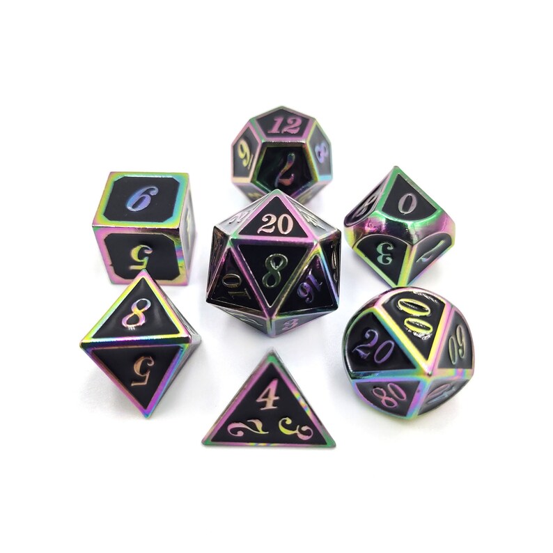Entertainment Dice Dnd Dice Set 7pcsset Dazzle Black Metal Dice Board Games Dice Metal Dice Trpg Dice Dungeons And Dragon Dice Dice Dice Tile Games