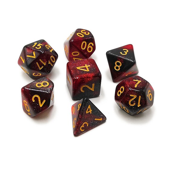 Glitter Red Dnd Dice Set Party Dice Trpg Dice For Party Etsy