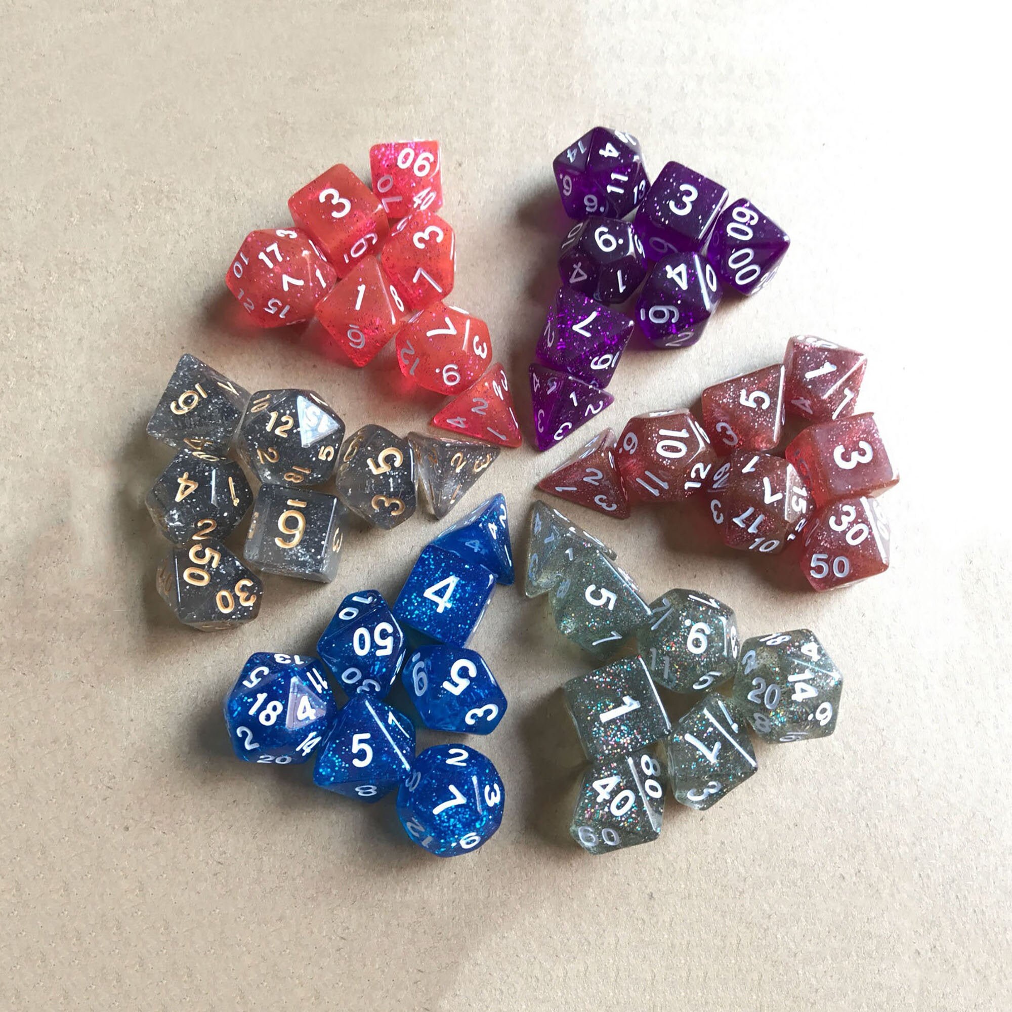 Glitter Sparkling Dice Set Acrylic Polyhedral Dice Set Etsy