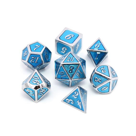 Party Favors Board Game Dice Blue Metal Coc Dice Set Polyhedral Dice Dnd Dice Trpg Metal Dice Dungeons And Dragon Dice Games Puzzles Dice Tile Games Vadel Com