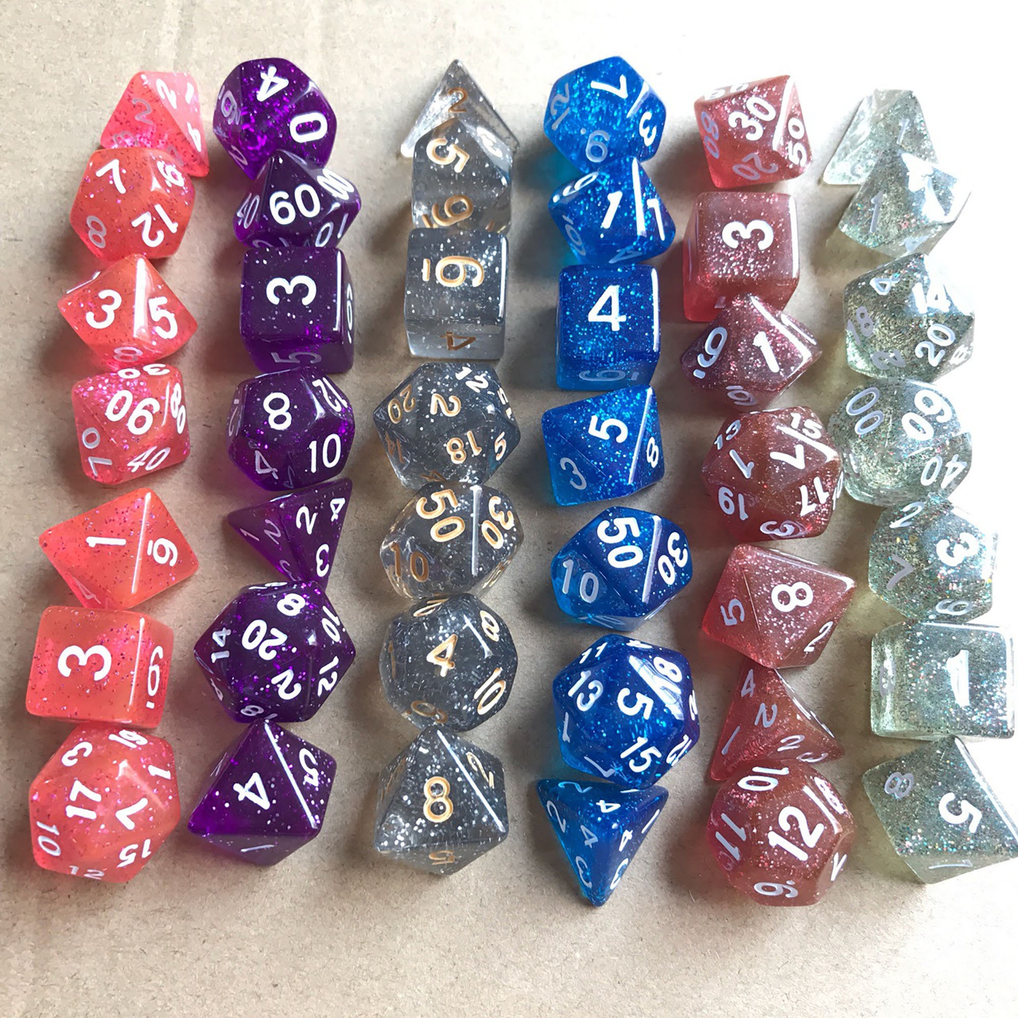 Glitter Sparkling Dice Set Acrylic Polyhedral Dice Set Etsy
