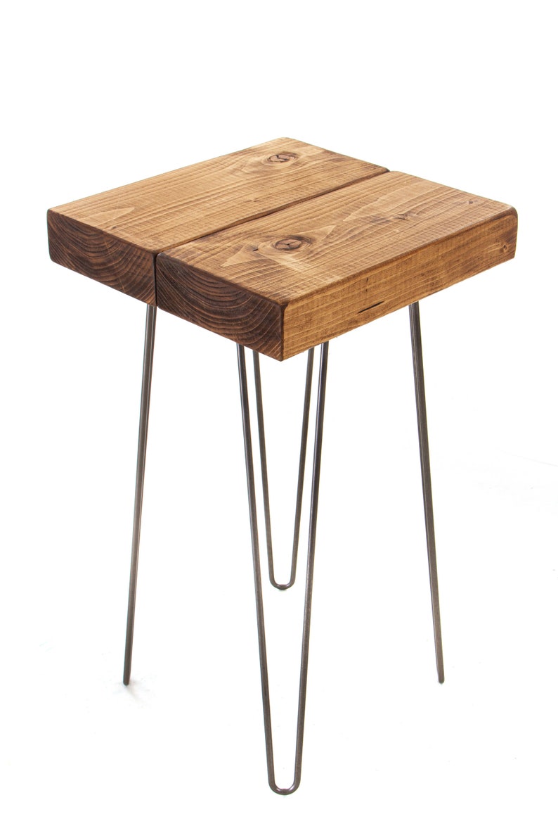 Console Table Handmade Chunky Side Made From Solid Wood With Industrial Steel Hairpin Legs 78cm Tall