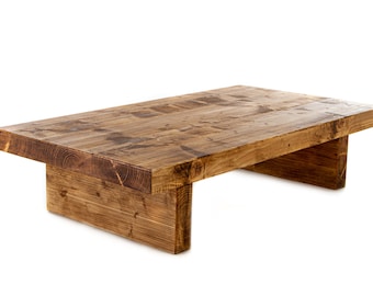 Coffee Table Handmade from 3 inch Thick made from Reclaimed Solid Wood Rustic farmhouse coffee Table 45 cm Height