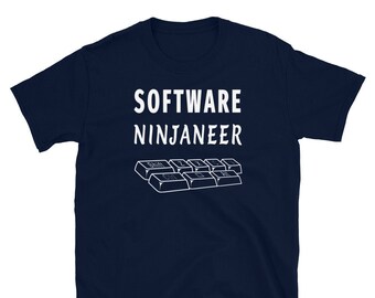 Unisex T-Shirt Software Ninjaneer - Funny IT Job Title: geeky gift for computer programmer, app or web developer, software engineer.