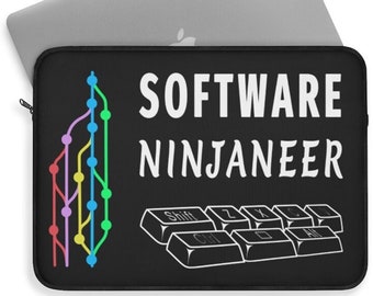 Laptop Sleeve for Programmers - Software Ninganeer! (12, 13 and 15 inch). Perfect coding gift.