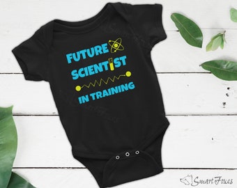 Future Scientist in Training: nerdy baby clothes for science lovers. Geeky baby shower gift for newborn in STEM family.